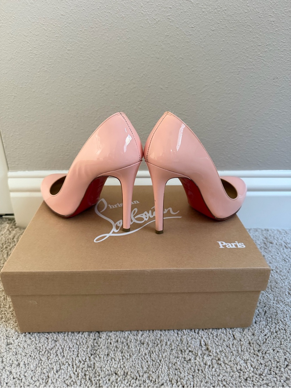 Christian Louboutin Pink Patent Leather Round-Toe Pumps - Picture 9 of 9